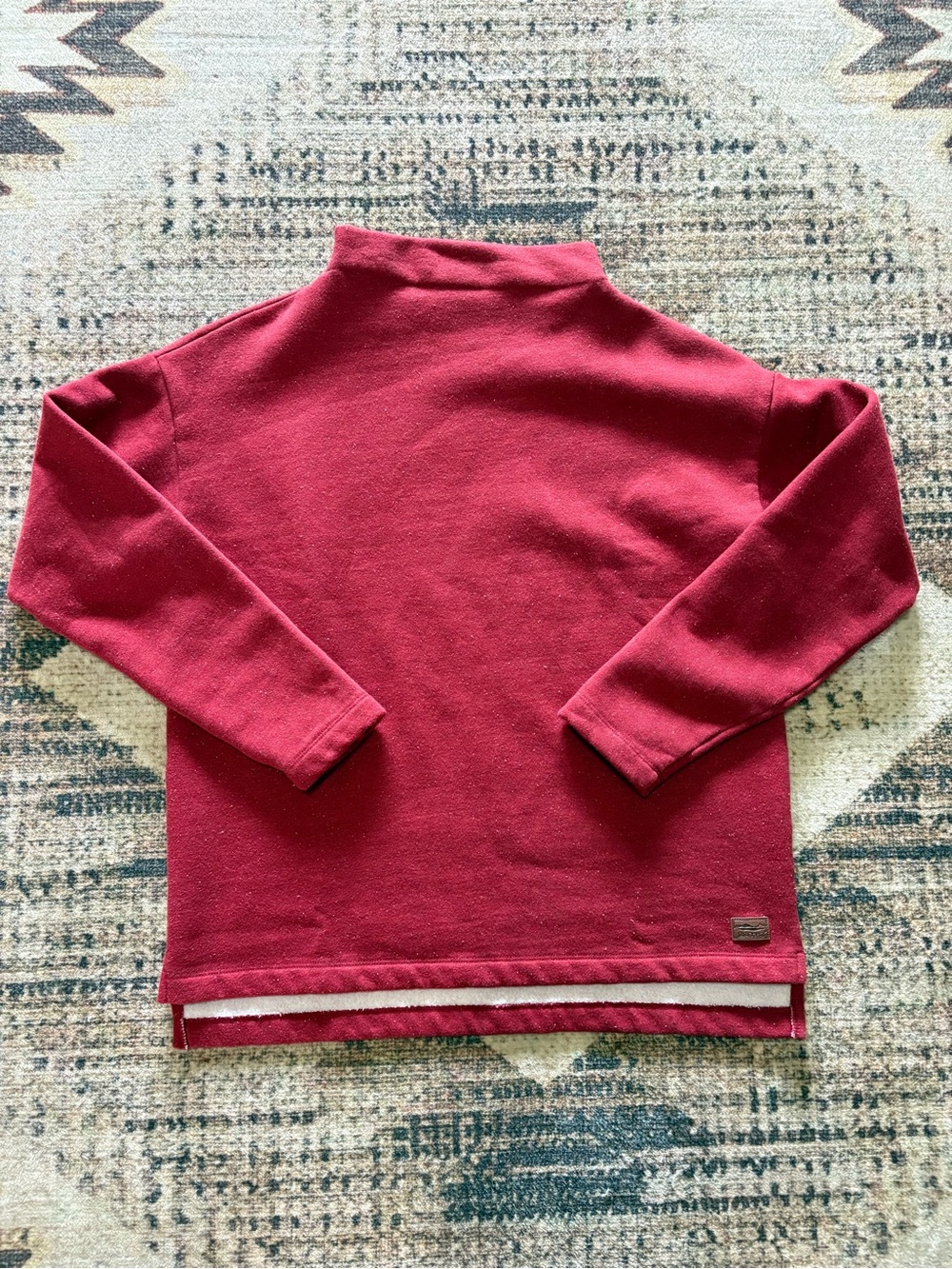 LL Bean Women's Red Double L Soft Donegal Sweatshirt, Funnelneck Size Medium